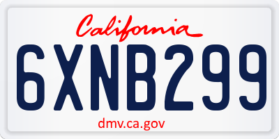 CA license plate 6XNB299