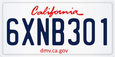 CA license plate 6XNB301