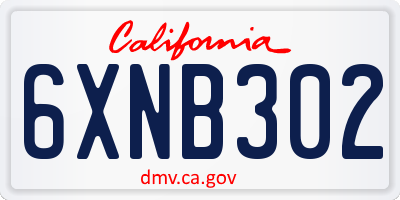CA license plate 6XNB302