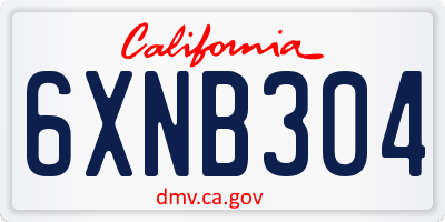 CA license plate 6XNB304