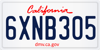 CA license plate 6XNB305