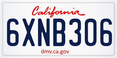 CA license plate 6XNB306
