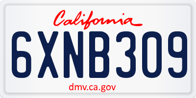CA license plate 6XNB309