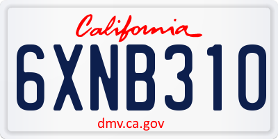 CA license plate 6XNB310