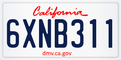 CA license plate 6XNB311