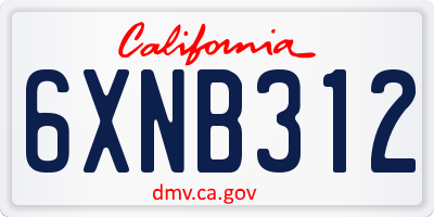 CA license plate 6XNB312