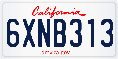 CA license plate 6XNB313