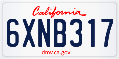 CA license plate 6XNB317