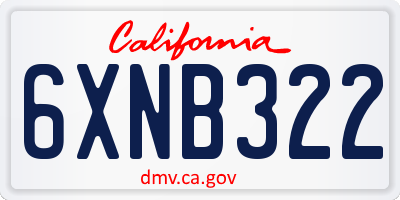 CA license plate 6XNB322