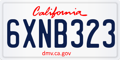 CA license plate 6XNB323