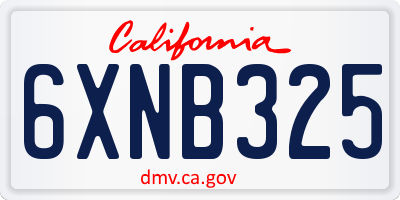CA license plate 6XNB325