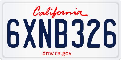 CA license plate 6XNB326
