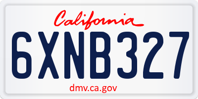 CA license plate 6XNB327