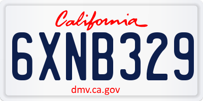 CA license plate 6XNB329