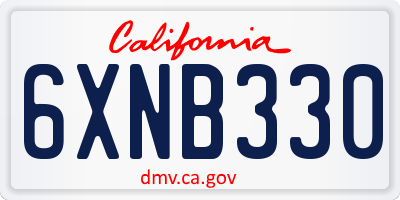CA license plate 6XNB330