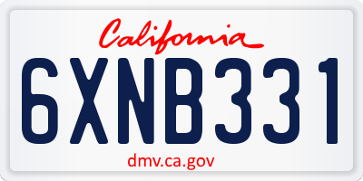 CA license plate 6XNB331