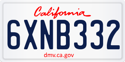 CA license plate 6XNB332