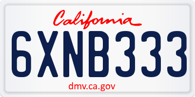CA license plate 6XNB333