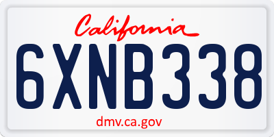 CA license plate 6XNB338
