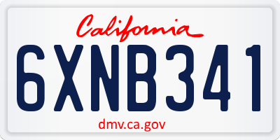 CA license plate 6XNB341