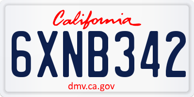 CA license plate 6XNB342