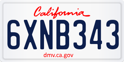 CA license plate 6XNB343