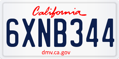 CA license plate 6XNB344