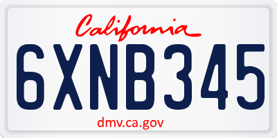 CA license plate 6XNB345