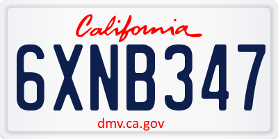 CA license plate 6XNB347