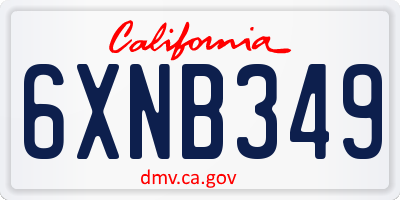 CA license plate 6XNB349