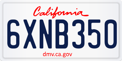 CA license plate 6XNB350