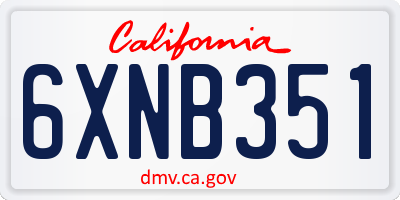 CA license plate 6XNB351