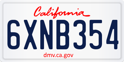 CA license plate 6XNB354