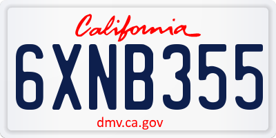 CA license plate 6XNB355