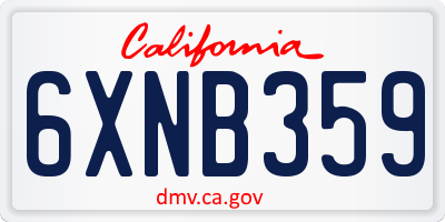 CA license plate 6XNB359