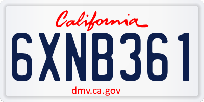 CA license plate 6XNB361