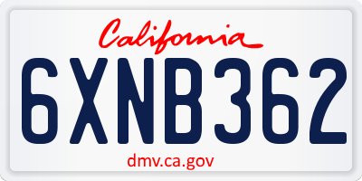 CA license plate 6XNB362