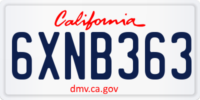 CA license plate 6XNB363