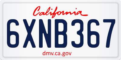CA license plate 6XNB367