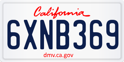 CA license plate 6XNB369