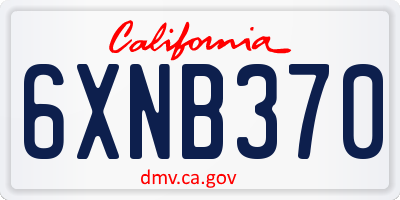 CA license plate 6XNB370