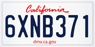 CA license plate 6XNB371
