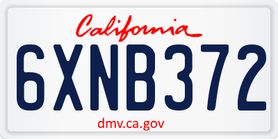 CA license plate 6XNB372