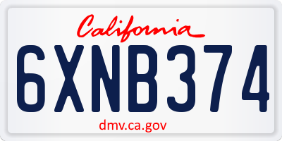 CA license plate 6XNB374