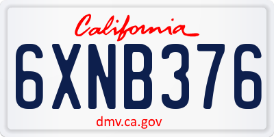 CA license plate 6XNB376