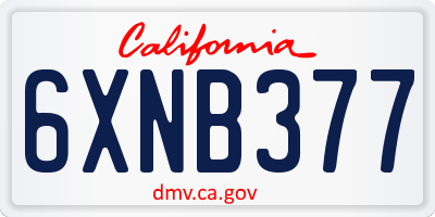 CA license plate 6XNB377