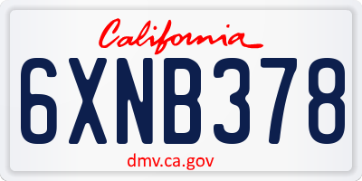 CA license plate 6XNB378