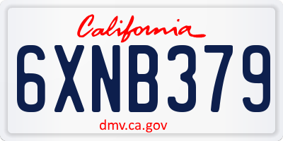 CA license plate 6XNB379