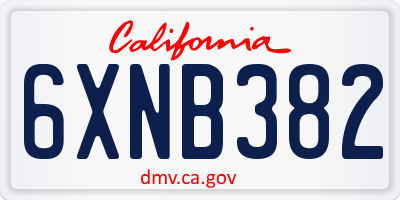 CA license plate 6XNB382