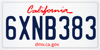 CA license plate 6XNB383